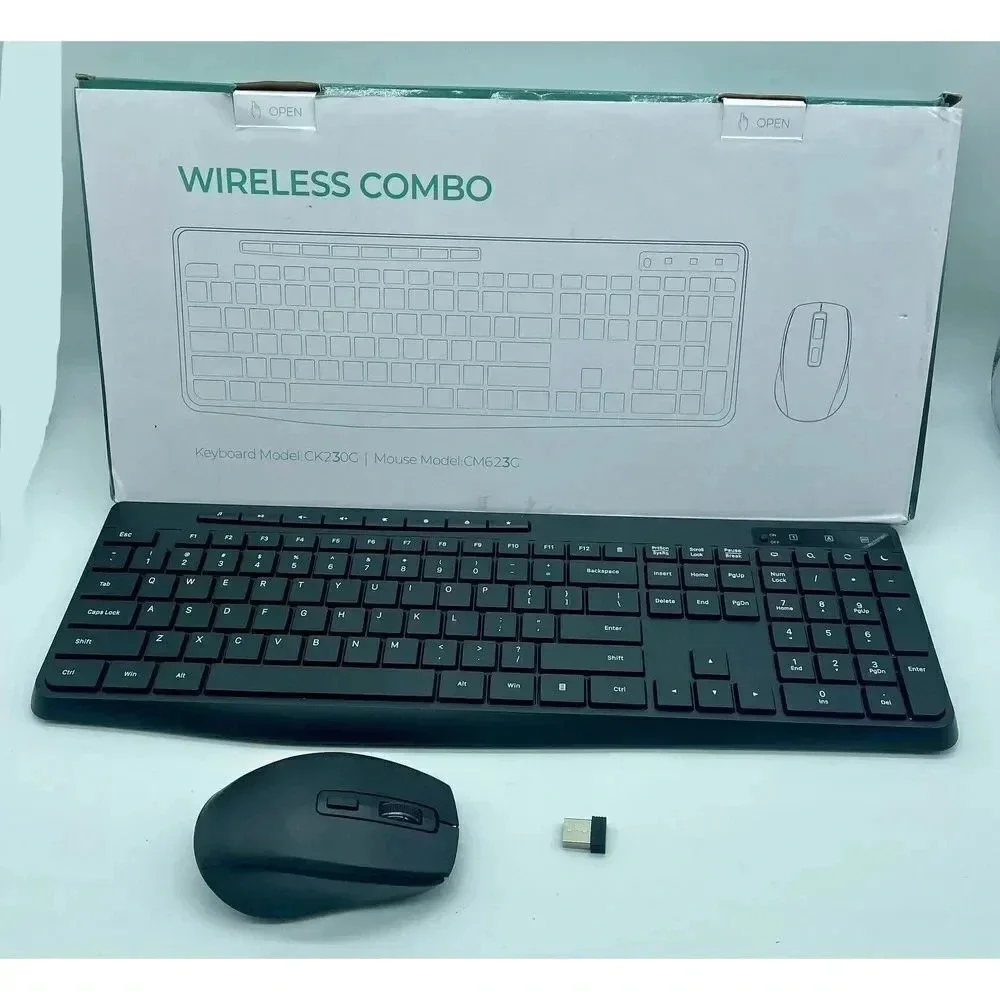 Earlylit 2.4 G USB Full Size Ergonomic Wireless‎ Keyboard Mouse Combo Black
